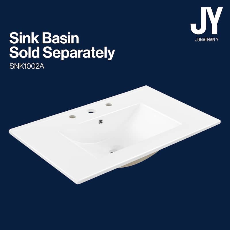 Javer Thin Linear Slat Modern Farmhouse 2-Shelf Bath Vanity Cabinet Only (Sink Basin not Included), by JONATHAN Y