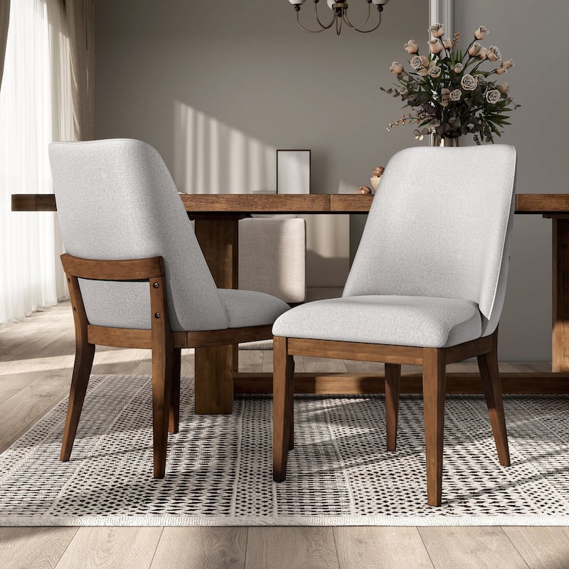 Furniture of America Leopold Rounded Solid Wood Dining Chairs (Set of 2) - White