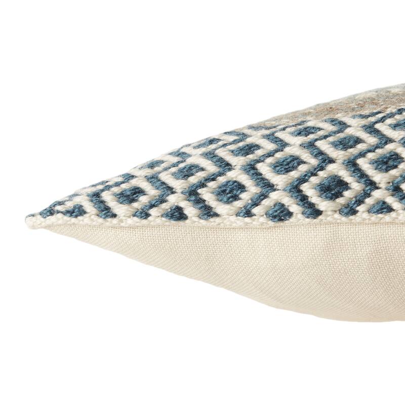 Rautha Geometric Blue/ Gold Indoor/ Outdoor Lumbar Pillow