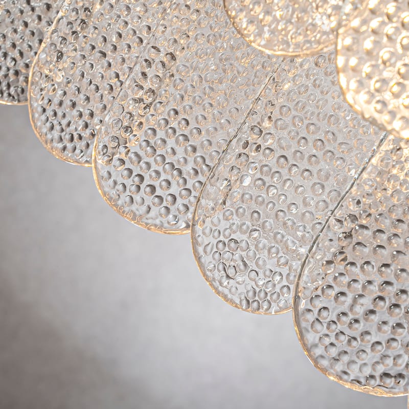 5/6-Light Vintage Textured Glass Chandelier Matte Black Rustic Art Glass Hanging Light