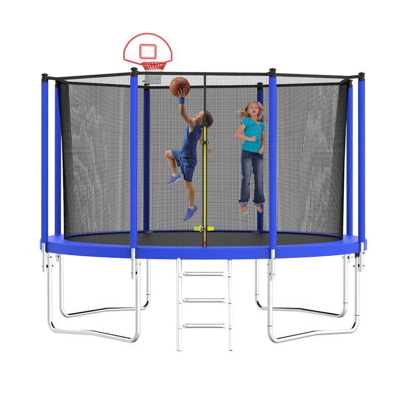 Trampoline with Basketball Hoop and Ball ,Recreational Trampolines with Safety Enclosure - Kids