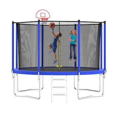 Trampoline with Basketball Hoop and Ball ,Recreational Trampolines with Safety Enclosure