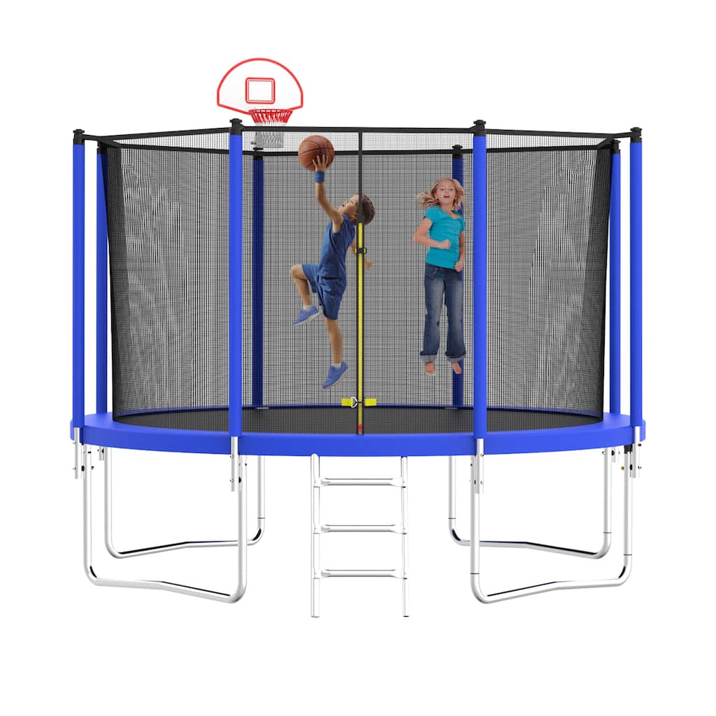 Trampoline with Basketball Hoop and Ball ,Recreational Trampolines with Safety Enclosure