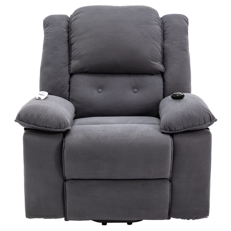 Power Lift Recliner Chair with Massage & Heating Function, Ergonomic Single Lounge Sofa, Recliner Chair with Side Pockets