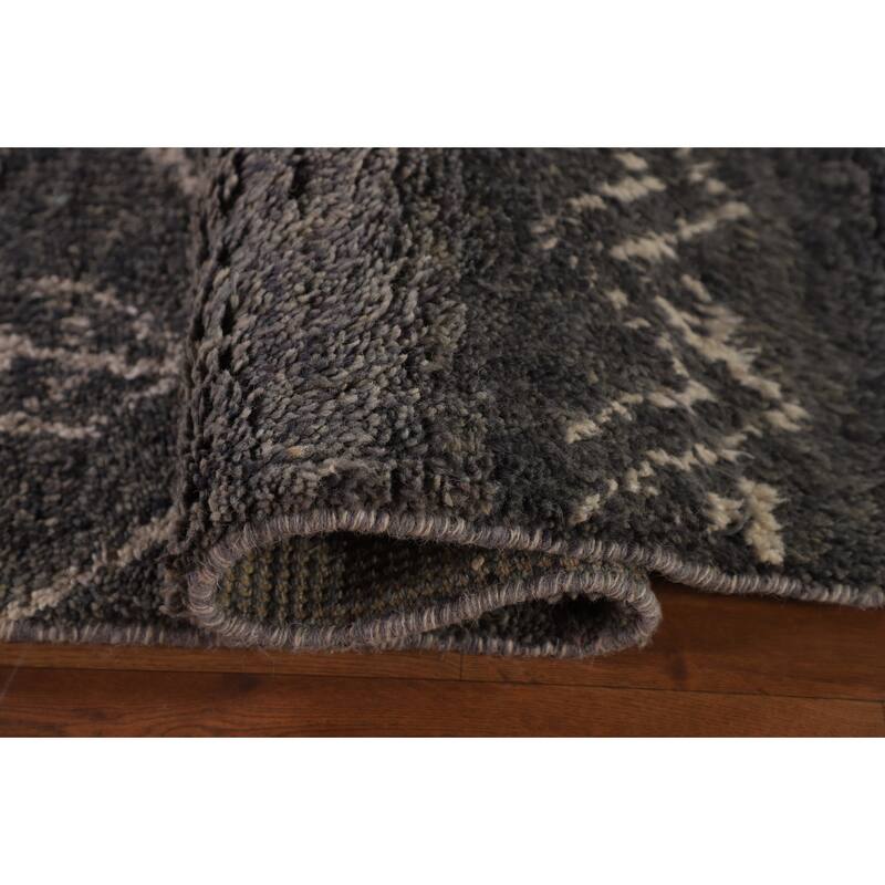 Tribal Gray Moroccan Oriental Area Rug Handmade Wool Carpet - 9'0" x 12'9"