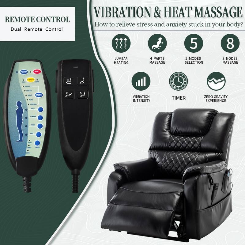 Best Choice Leather Dual Motor Power Lift Recliners - Lift Assist Recliner with Massage/Heating 400lbs