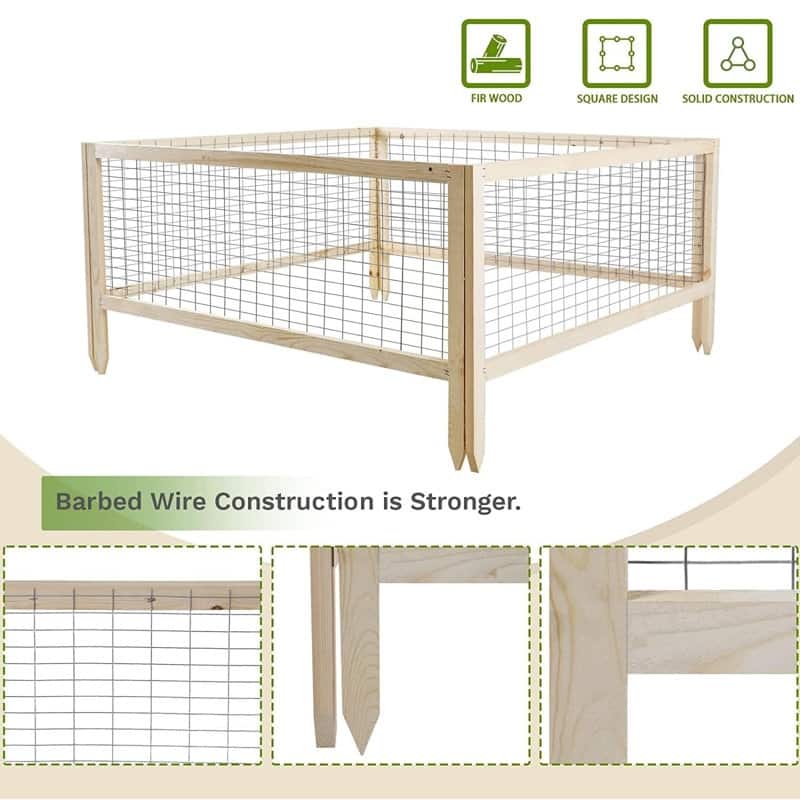 Wood Garden Fence Panels, 4 Pack