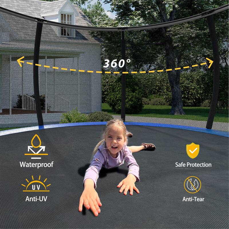 12FT Recreational Kids Trampoline with Safety Enclosure Net & Ladder for Outdoor