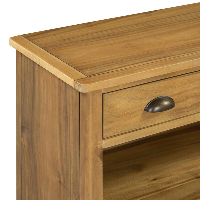 Console Table with 3 Storage Drawers, Entryway Table with 3 Water Hyacinth Woven Baskets, Sofa Table with Wooden Top