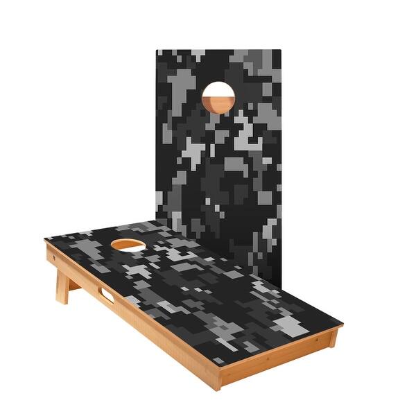 slide 2 of 5, Black Digital Camo Cornhole Boards NO Bags - Add Board Lights