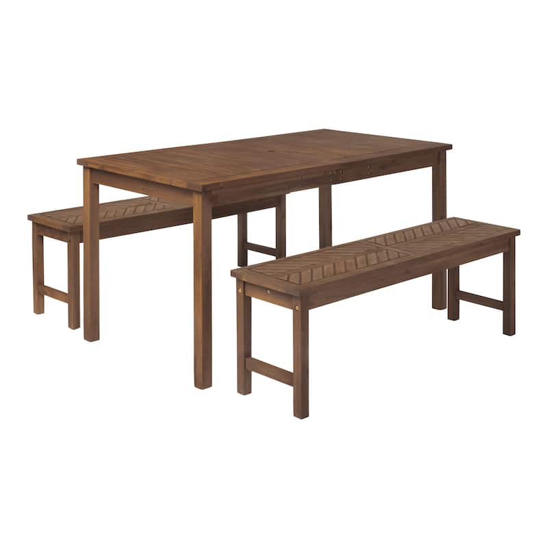 Walker Edison Elephant Point 3-Piece Acacia Outdoor Dining Set