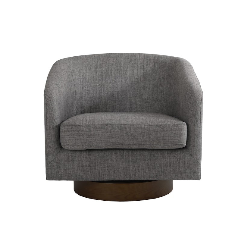 Faux Leather Wide Seat Swivel Barrel Chair