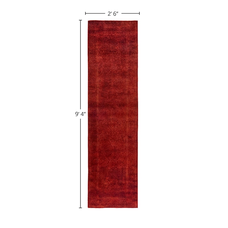 Overdyed, One-of-a-Kind Hand-Knotted Area Rug - Rust - 2' 6" x 9' 4"