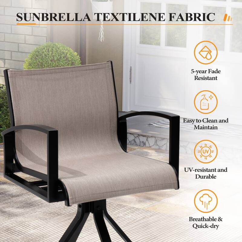 Outdoor Swivel Bar Stools Sunbrella Textilene Aluminum Patio Bar Chairs