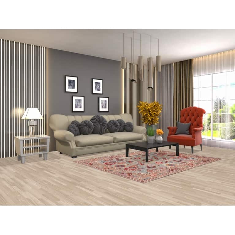 Grey Kazak Area Rug Hand-Knotted Traditional Wool Carpet - 4'10" x 6'6"