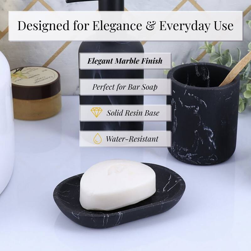 Marble Resin Hand Soap Dish - 5.2 L x 3.6 W x 0.8 H