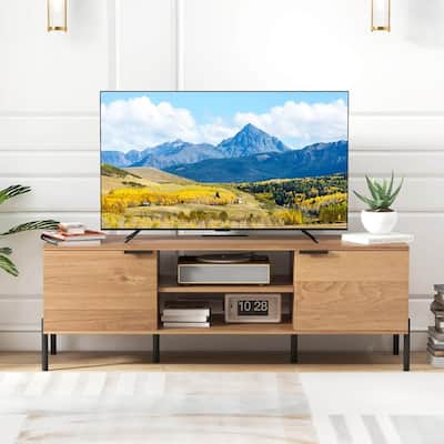2-Door TV Stand W/ Charging Station Media for TVs up to 65" - 55 inches