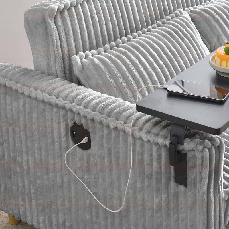 Pull-Out and Push-In Sofa with Movable Tabletop and USB Ports, Ideal for Living Rooms and Bedrooms