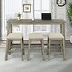 preview thumbnail 2 of 8, 4 Pieces Height Table with Stools Rustic Bar Dining Set with Socket