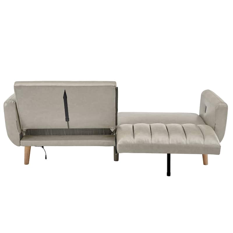Sogndal Upholstered Convertible Split-Back Futon Sofa Bed with USB Charging Ports by iNSPIRE Q Modern