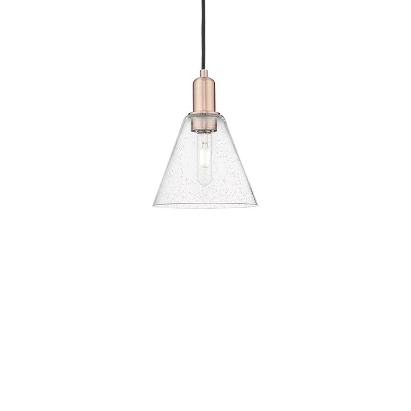 Innovations Lighting 716-1P-11-8 Berkshire Glass Pendant Berkshire - Antique Copper / Seedy