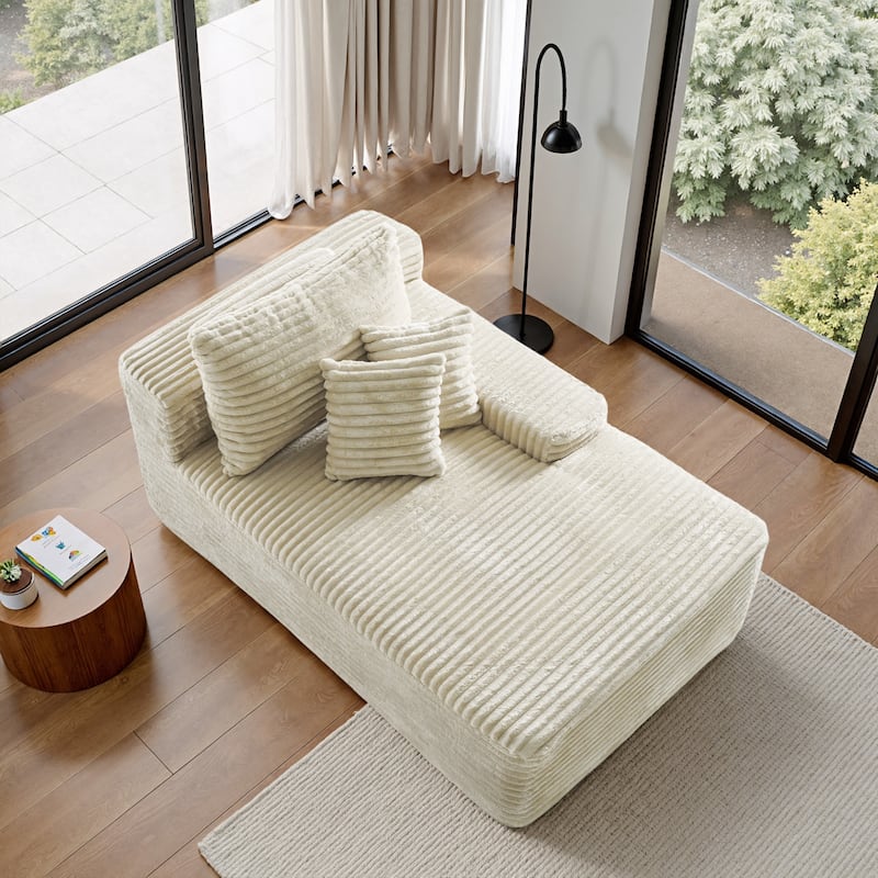 Oversized Upholstered Modular Sectional Chaise Lounge with Pillows