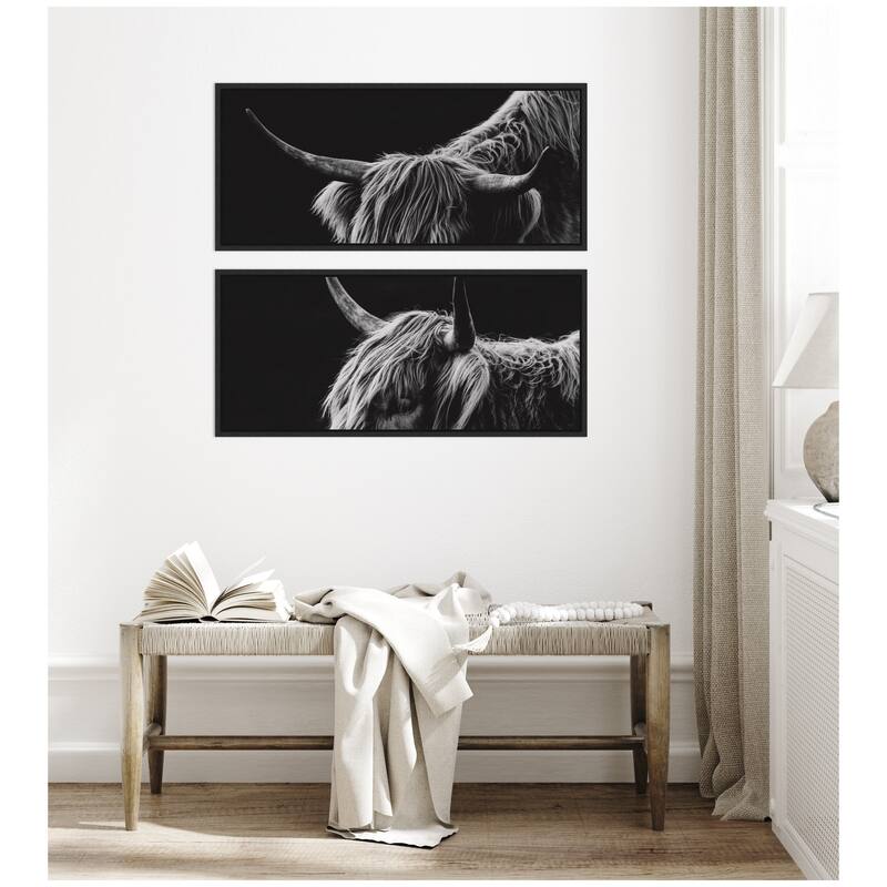 Kate and Laurel Scottish Highland Panel 2 Piece Framed Canvas Wall Art Set by Crystal Lynn Collins