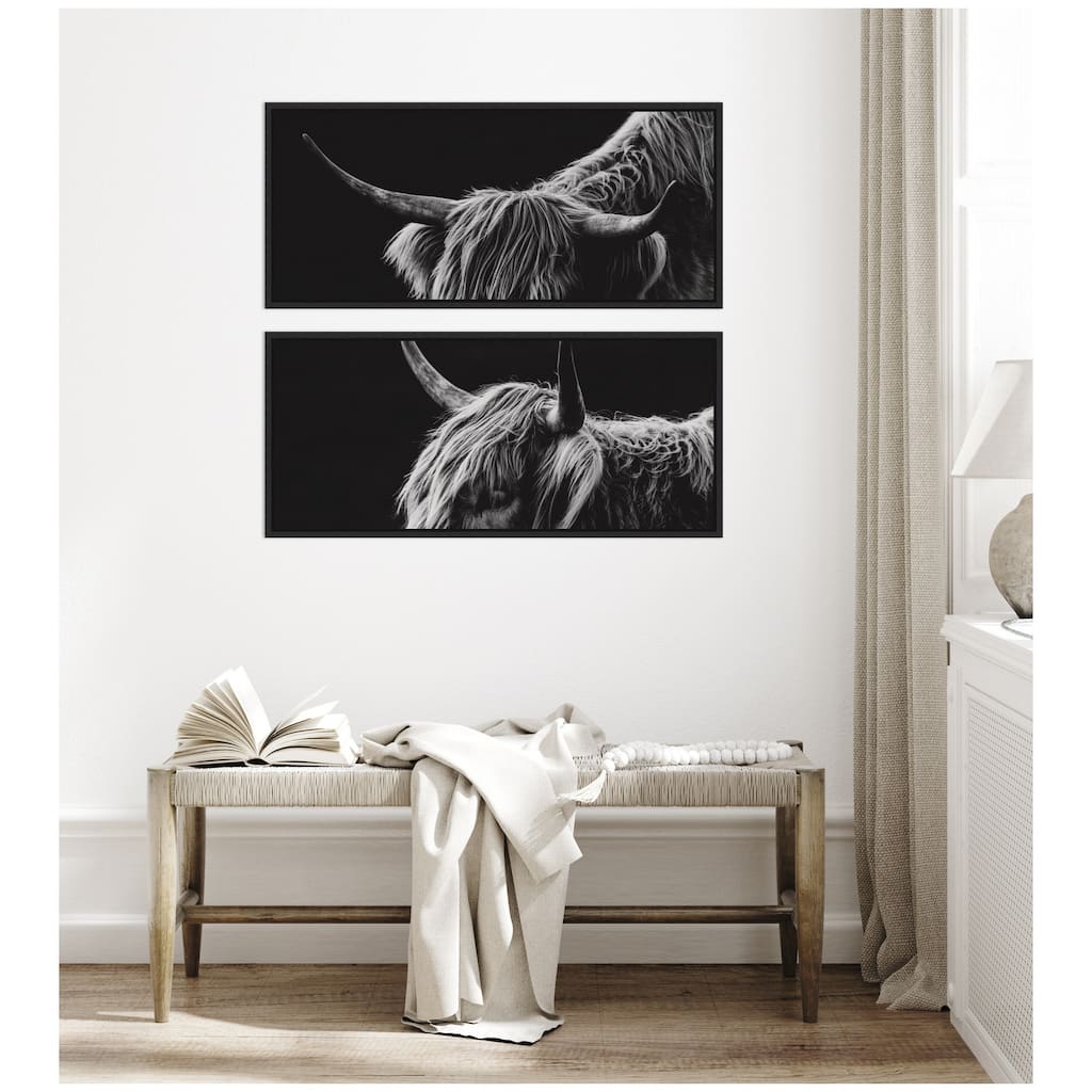 Kate and Laurel Scottish Highland Panel 2 Piece Framed Canvas Wall Art Set by Crystal Lynn Collins