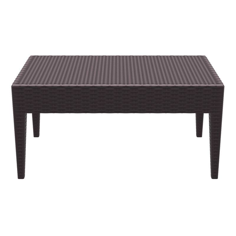 36" Brown Outdoor Patio Wickerlook Rectangular Coffee Table
