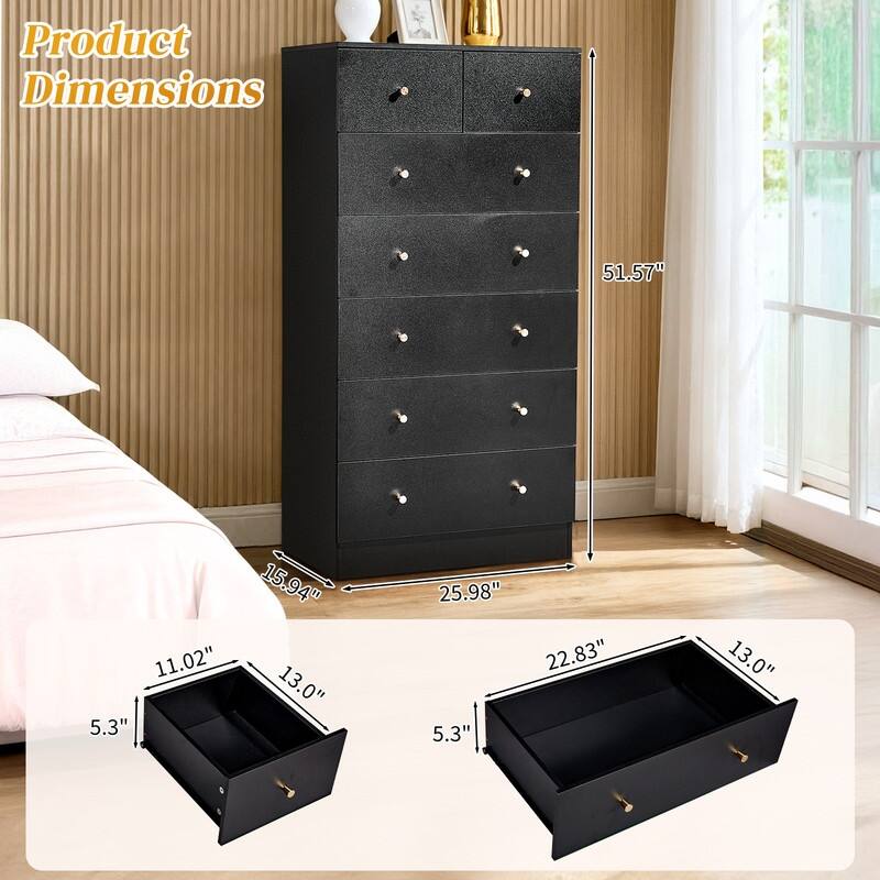 Large 7-Drawer Dresser For Bedroom And Chest Of Drawers With Sturdy Construction Wood Storage Organizer For Closet