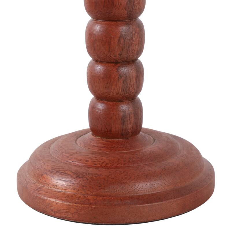 Wood Candle Holder Sculpted Round Base and Turned Detailing Accent