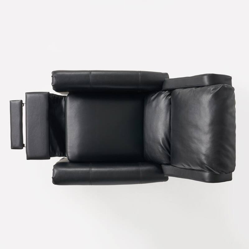Beny Manual Recliner Chair, Black Faux Leather, Classic Rolled Arms