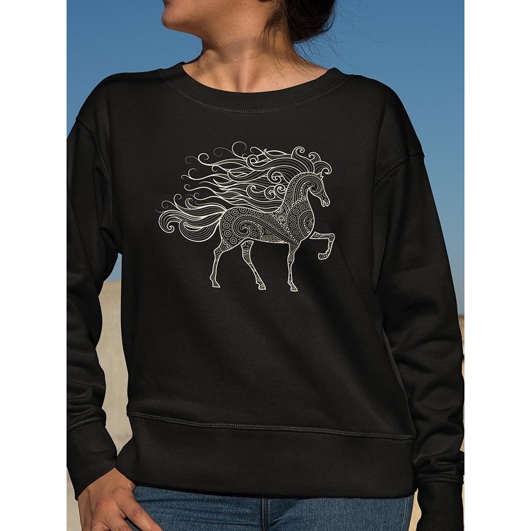 Ethnic Horse Sketch Sweatshirt Women's -Image by Shutterstock