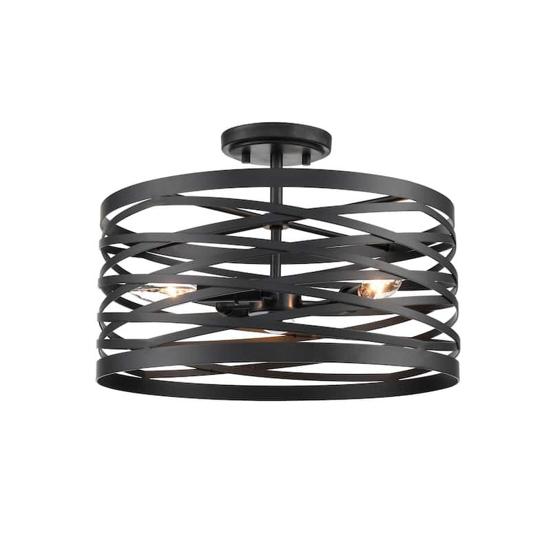 929 Lighting 3 Light Metal Semi-Flush Ceiling Mount - Matte Black