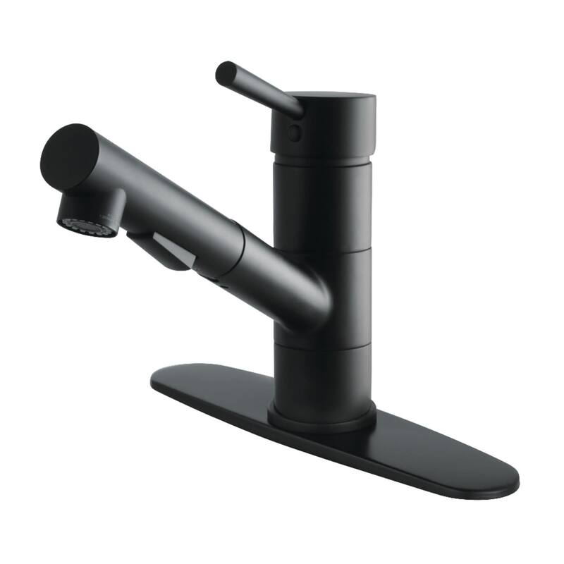 Kingston Brass Concord 1.8 GPM Single Hole Pull Out Kitchen Faucet - - Matte Black