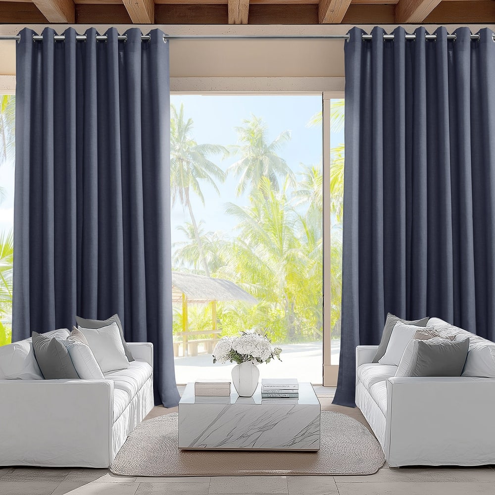 Exclusive Fabrics Villanova Solid Grommet Waterproof Light Filtering Outdoor and Indoor Curtains (1 Panel)