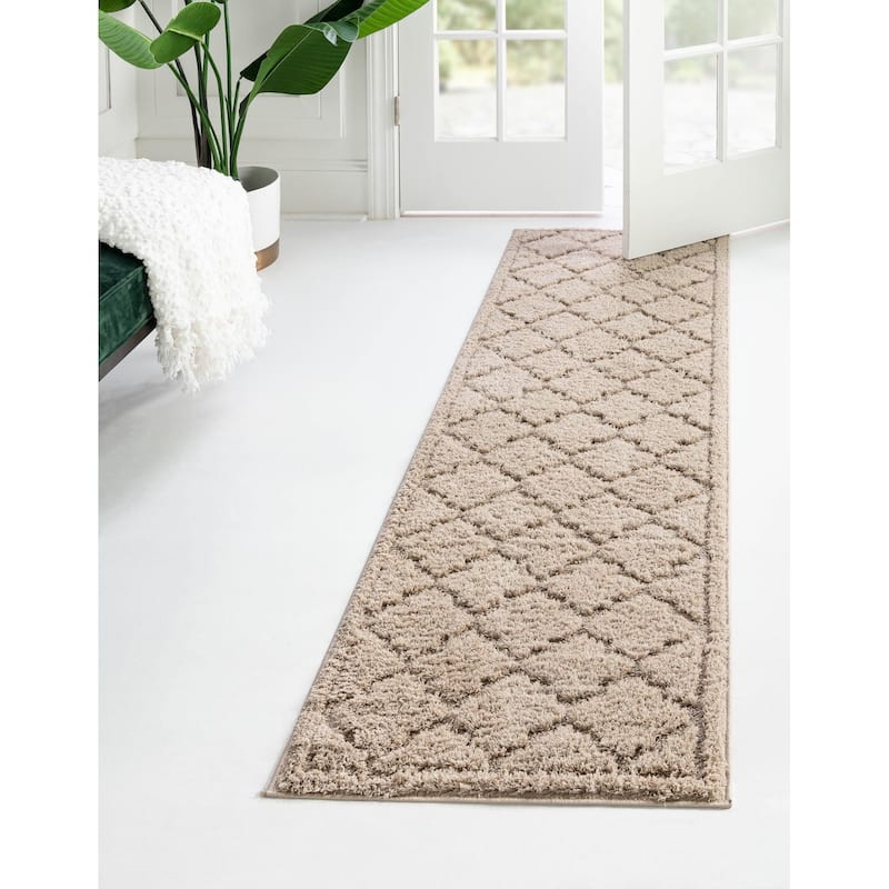 Shag Olido Collection Area Rug - 2'7"x10' - Beige