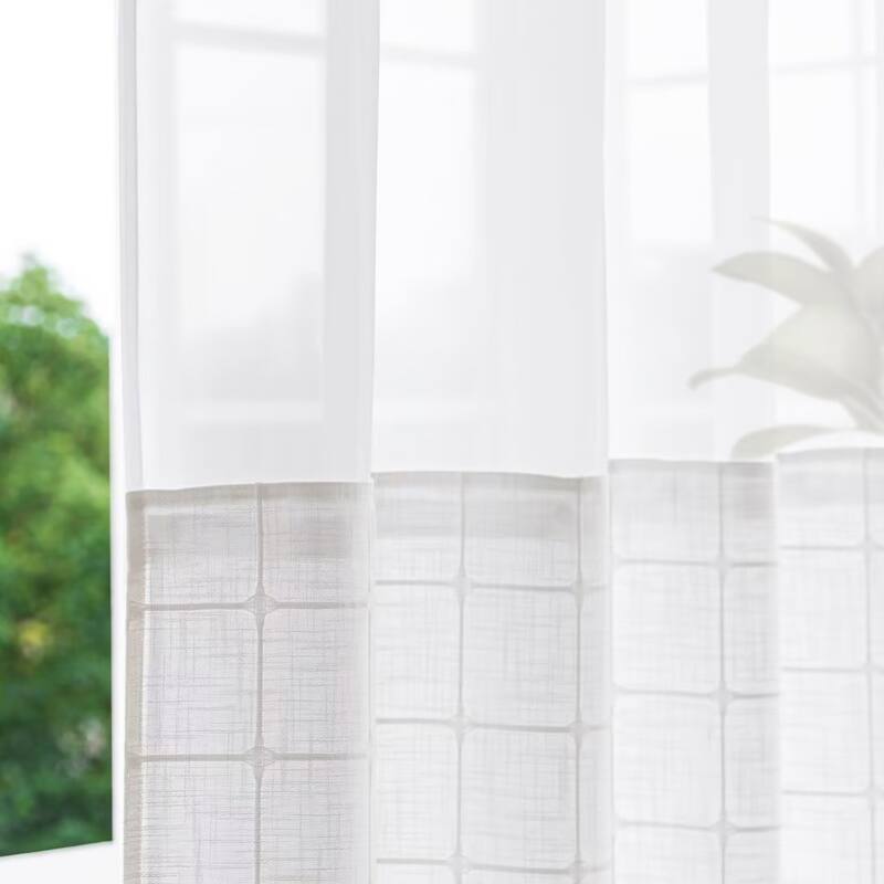 No Hook Geometric Tassels Shower Curtain with Snap-in Liner
