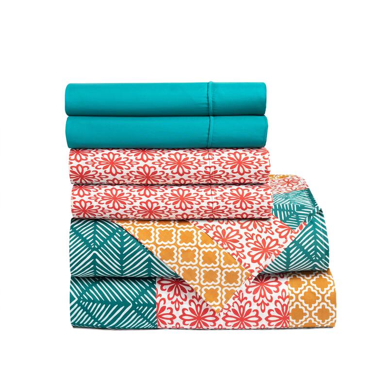 Lush Decor Bohemian Stripe Soft 6 Piece Sheet Set