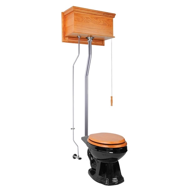 High Tank Toilets Light Oak Flat Tank Elongated High Tank Toilet