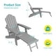 preview thumbnail 37 of 47, Bonosuki Folding Adirondack Chair with Retractable Ottoman and Cup Holder Lawn Outdoor Lounge Chair