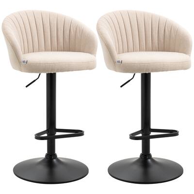 Adjustable Swivel Bar Stools Linen Touch Fabric