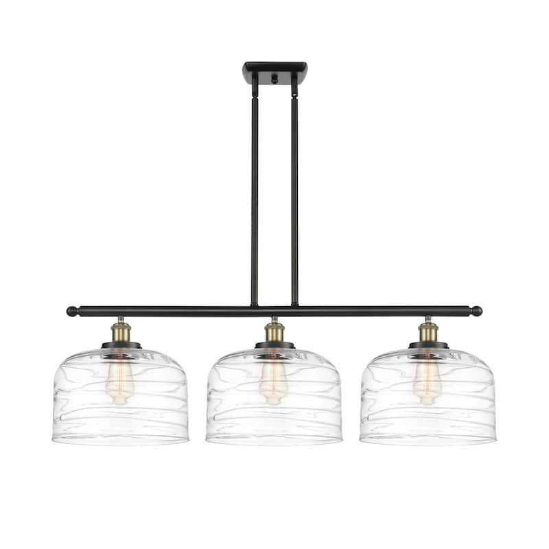 Innovations Lighting 916-3I-11-36-L Bell Linear Bell 3 Light 36" Wide - Black Antique Brass / Clear Deco Swirl