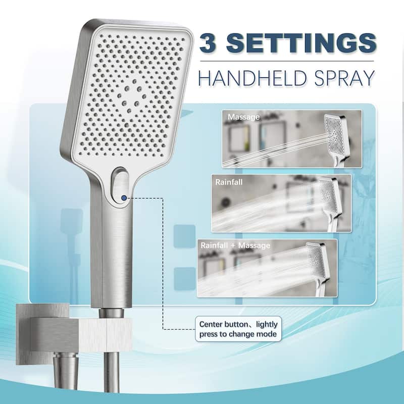 GIVINGTREE Luxury 4 Spray Patterns Thermostatic 23" Wall Mounted Rainfall Dual Shower Head With 3 Spray Heads（valve Included)