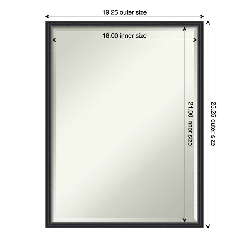 Stylish Black Narrow FHalf-Inch-Beveled Wood Bathroom Wall Mirror - Stylish Black Narrow - Glass Size 18x24 - Stylish Black Narrow