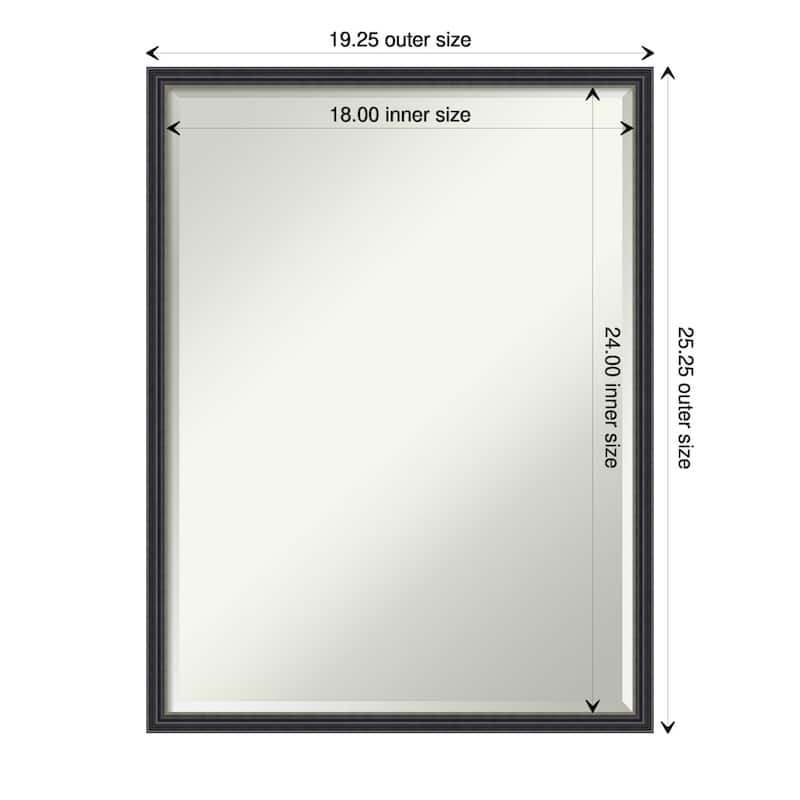 Stylish Black Narrow Half-Inch-Bevel Wood Framed Wall Mirror - Stylish Black Narrow - Glass Size 18x24 - Stylish Black Narrow