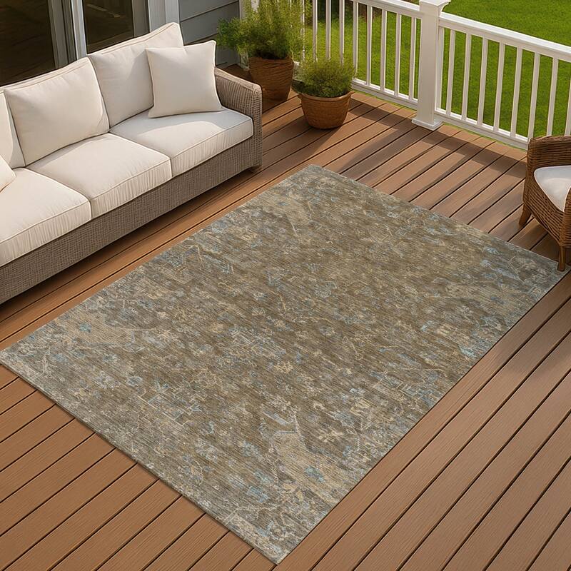 Machine Washable Indoor/ Outdoor Traditional Chelsea Chantille Rug - Brown - 10' x 14'