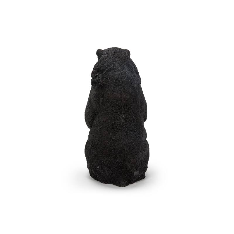 11.75" Black Cuddling Mother and Baby Bear Outdoor Garden Statue