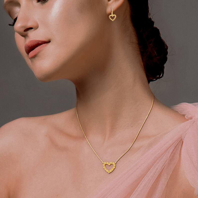 Miadora 2ct TGW Citrine Open Heart 2-Pc Set Earrings Necklace 10k Yellow Gold