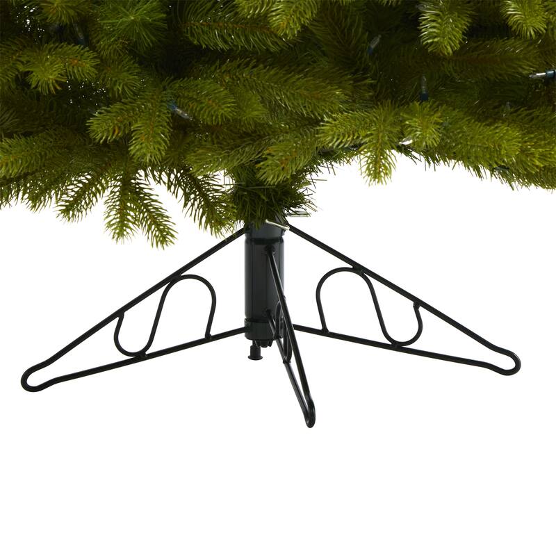 6ft. Spruce Flat Back Artificial Christmas Tree with 350 Warm White Multifunction Lights & 642 Branches- Space-Saving X-Mas Tree